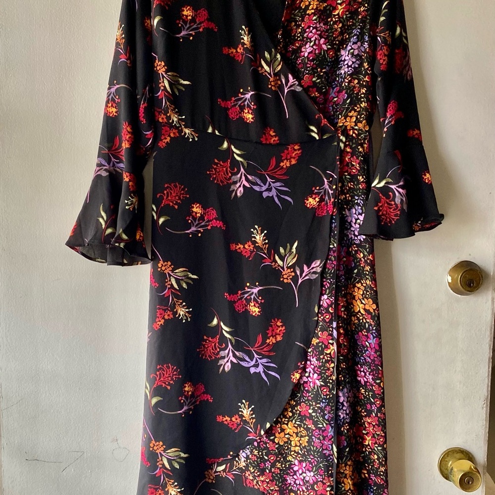 Floral Black and Red Women's Dress